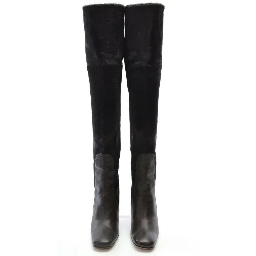 Tania Spinelli Calf Pony Hair Over Knee Boots 39.5